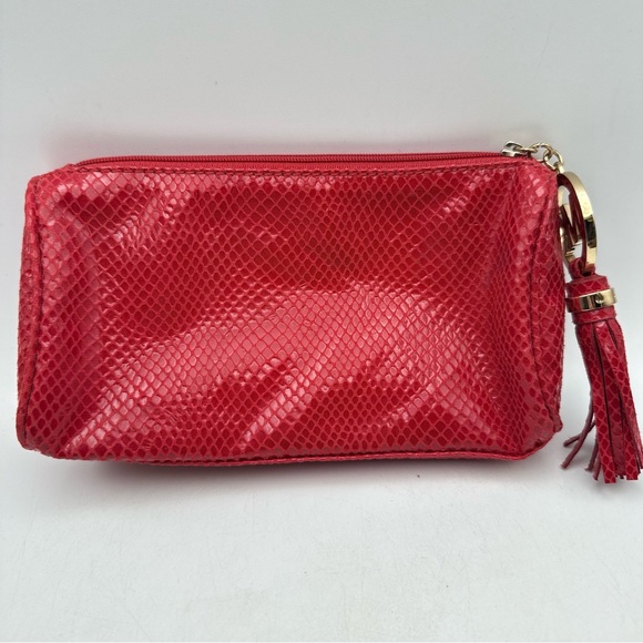 Michael Kors Red Snakeskin Estée Lauder Cosmetic Case MK Pull Limited Edition - Picture 3 of 10